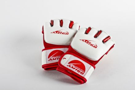 Перчатки для ММА AMIGO белые/красные