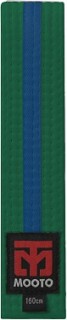 Пояс для тхэквондо зелёный с синим Mooto WTF 1,8м